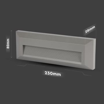 Світлодіодний зовнішній сходовий світильник LED/3W/230V 4000K IP65 сірий