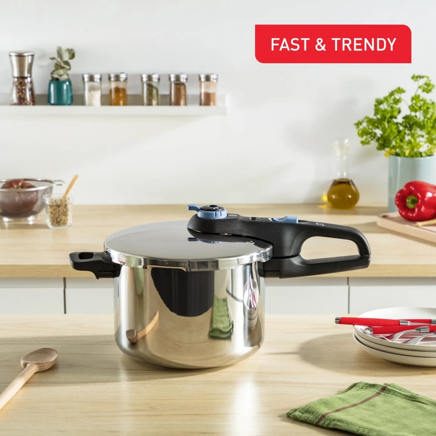 Tefal - Набор скороварок 4/6 л SECURE TRENDY нержавеющая сталь