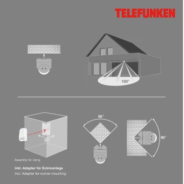 Telefunken 306506TF - Уличный датчик движения 180° IP44 белый