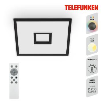 Telefunken 319405TF - LED RGBW Світильник з регулюванням яскравості LED/24W/230V 2700-6500K чорний + пульт дистанційного керування