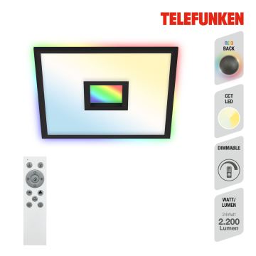 Telefunken 319405TF - LED RGBW Світильник з регулюванням яскравості LED/24W/230V 2700-6500K чорний + пульт дистанційного керування