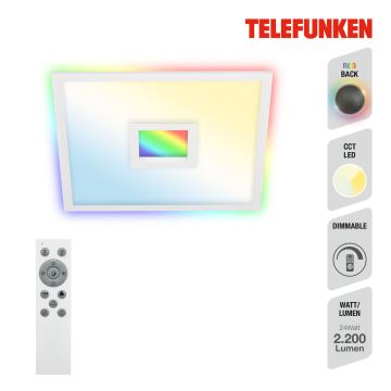 Telefunken 319406TF - Потолочный RGBW-светильник с регулированием яркости LED/24W/230V 2700-6500K белый + дистанционное управление