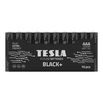 Tesla Batteries - 10 шт. Лужна батарейка AAA BLACK+ 1,5V 1200 mAh