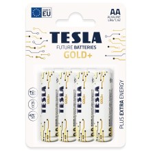 Tesla Batteries - 4 шт. Лужна батарейка AA GOLD+ 1,5V 3200 mAh