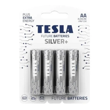 Tesla Batteries - 4 шт. Лужна батарейка AA SILVER+ 1,5V 2900 mAh