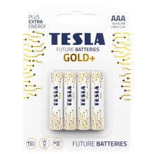 Tesla Batteries - 4 шт. Лужна батарейка AAA GOLD+ 1,5V 1350 mAh