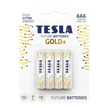 Tesla Batteries - 4 шт. Лужна батарейка AAA GOLD+ 1,5V 1350 mAh