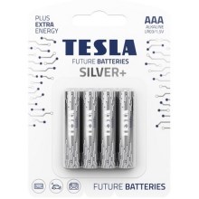 Tesla Batteries - 4 шт. Лужна батарейка AAA SILVER+ 1,5V 1300 mAh