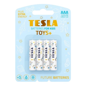 Tesla Batteries - 4 шт. Лужна батарейка AAA TOYS+ 1,5V 1300 mAh