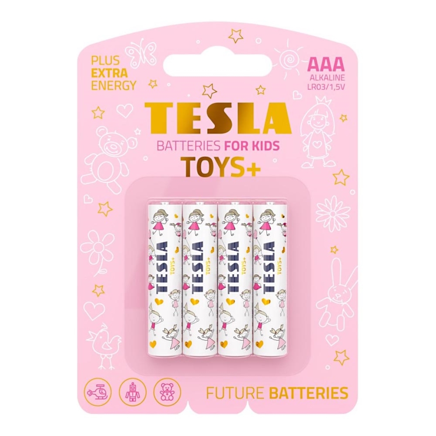 Tesla Batteries - 4 шт. Лужна батарейка AAA TOYS+ 1,5V