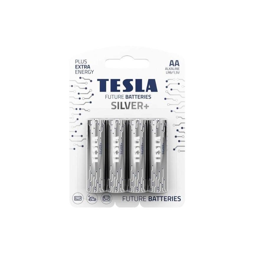 Tesla Batteries - Щелочная батарейка AA SILVER+ 1,5V 2900 mAh 4 шт.