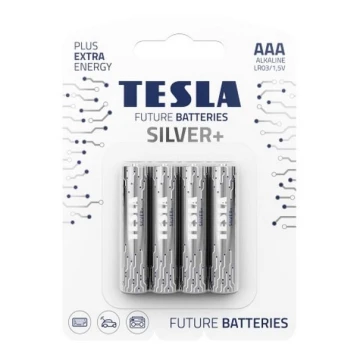 Tesla Batteries - Щелочная батарейка AAA SILVER+ 1,5V 1300 mAh 4 шт.