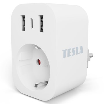 TESLA Smart - Умная розетка 3680W/230V/16A Type F/E 2xUSB-A + 1xUSB-C Wi-Fi