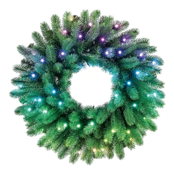 Twinkly - Светодиодный рождественский RGB-венок с регулированием яркости PRE-LIT WREATH 50xLED диаметр 61 см Wi-Fi