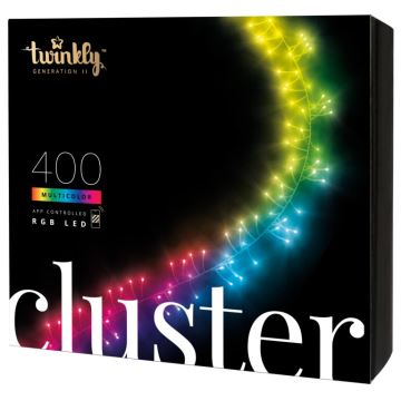 Twinkly - Вулична різдвяна RGB LED гірлянда з регулюванням яскравості CLUSTER 400xLED 9,5м IP44 Wi-Fi