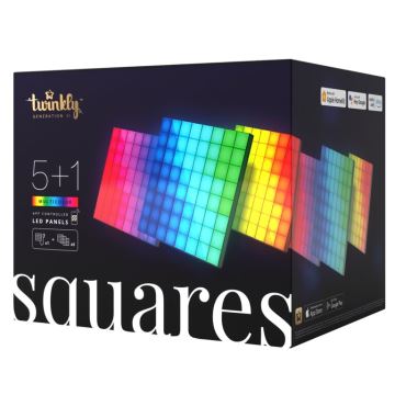 Twinkly - НАБІР 6xLED RGB Панель з регулюванням яскравості SQUARES 64xLED 16x16 см Wi-Fi
