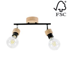 Точечный светильник MARJOLAINE 2xE27/25W/230V дуб - сертифицировано FSC