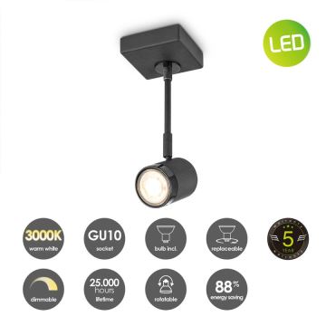 Точковий LED світильник з регулюванням яскравості MANU 1xGU10/5,8W/230V чорний