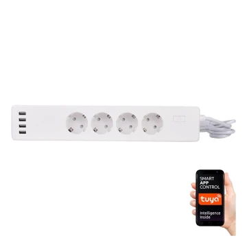 Удлинитель с выключателем 1,8 м + 4xUSB/Wi-Fi Tuya