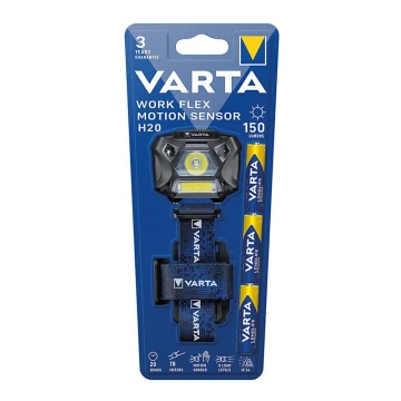 Varta 18648101421 - Світлодіодний налобний ліхтар з регулюванням яскравості з датчиком WORK FLEX LED/3xAAA IP54