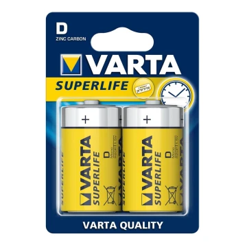 Varta 2020 - 2 шт. Вугільно-цинкова батарея SUPERLIFE D 1,5V