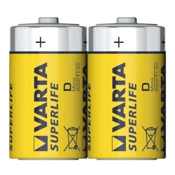 Varta 2020 - 2 шт. Вугільно-цинкова батарея SUPERLIFE D 1,5V
