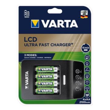 Varta 40084  - LCD Розумний зарядний пристрій ULTRA FAST+  4xNiMH AA 2100 mAh 230V