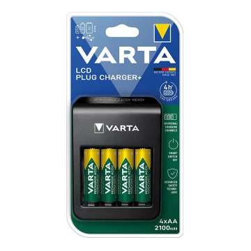 Varta 57687101441 - LCD Зарядний пристрій 4xAA/AAA 2100mAh 230V
