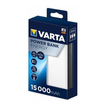 Varta 57977101111 - Універсальна мобільна батарея ENERGY 15000mAh/2x2,4V білий
