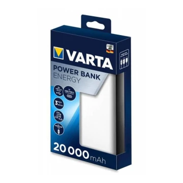 Varta 57978101111  - Універсальна мобільна батарея ENERGY 20000mAh/2x2,4V білий