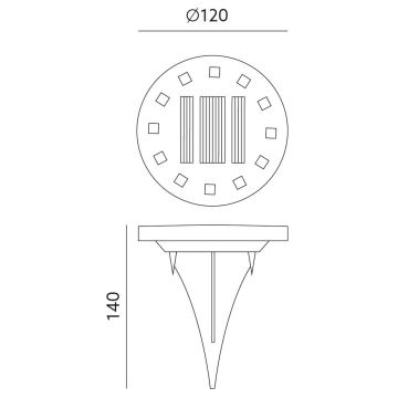 Вбудований LED світильник на сонячній батареї CLAVO LED/0,72W/1,2V 600mAh IP44