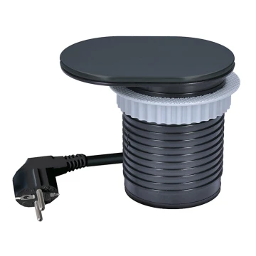 Висувний розетковий блок для столу 1x230V + USB-A + USB-C чорний