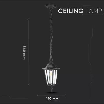 Вулична люстра на ланцюзі 1xE27/40W/230V IP44 чорний