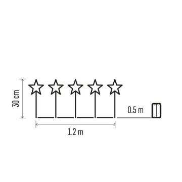 Вулична різдвяна LED декорація 5xLED/3xAA IP44 зірки