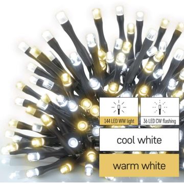 Вулична різдвяна LED гірлянда 180xLED/2 функції 23м IP44 теплий/холодний білий