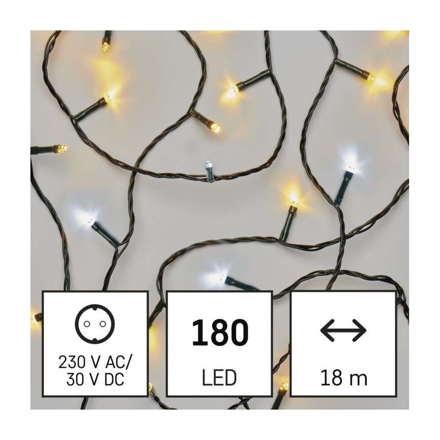 Вулична різдвяна LED гірлянда 180xLED/23м IP44 теплий/холодний білий