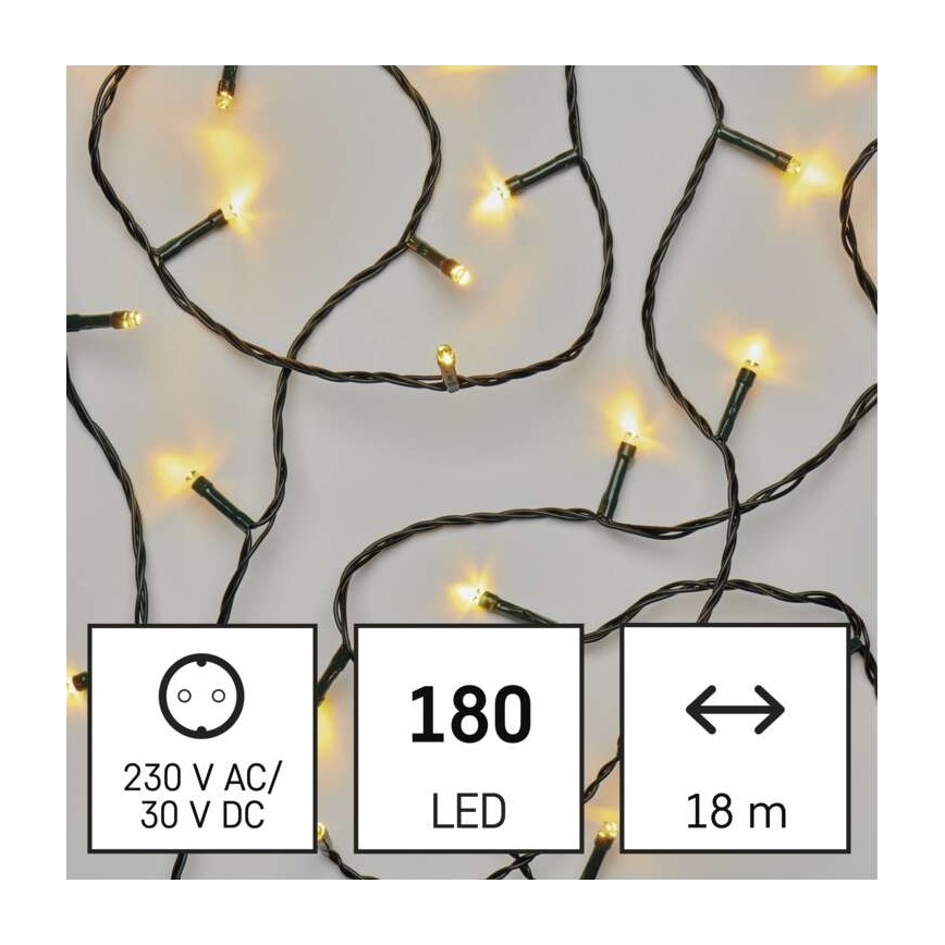 Вулична різдвяна LED гірлянда 180xLED/8 функцій 23м IP44 теплий білий