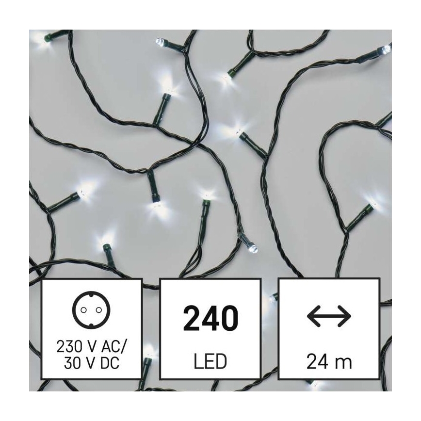 Вулична різдвяна LED гірлянда 240xLED/8 функцій 29м IP44 холодний білий