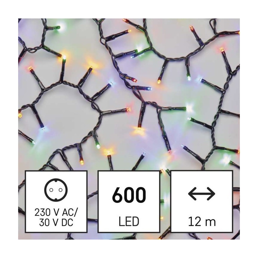 Вулична різдвяна LED гірлянда 600xLED/17v IP44 кольорова