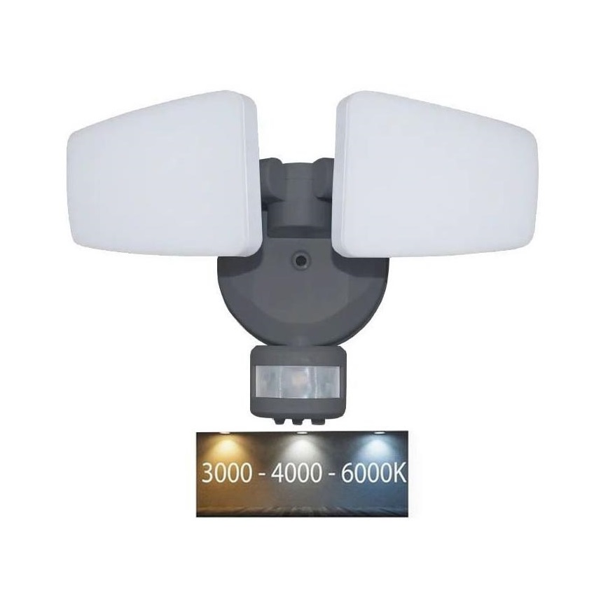 Вуличний світлодіодний прожектор з датчиком LED/24W/230V 3000/4000/6000K IP54 антрацит