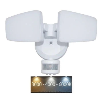 Вуличний світлодіодний прожектор з датчиком LED/24W/230V 3000/4000/6000K IP54 білий