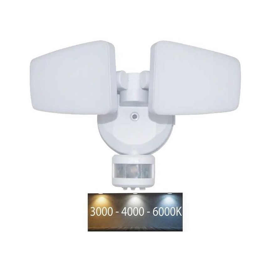 Вуличний світлодіодний прожектор з датчиком LED/24W/230V 3000/4000/6000K IP54 білий