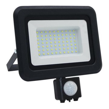 Вуличний світлодіодний прожектор з датчиком LED/50W/230V 4000K IP44 чорний