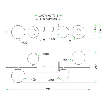 Wofi 7014-401W - Пристельова LED люстра VILLA 4xG9/3W/230V золотий