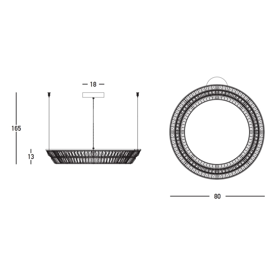 Zambelis 23048 - Кришталева підвісна LED люстра з регулюванням яскравості LED/55W/230V CRI 90 3000K діаметр 80 см латунь