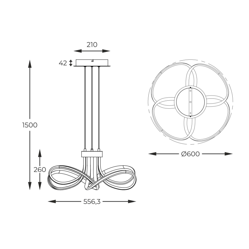 Zuma Line - Светодиодная подвесная люстра с регулированием яркости LED/45W/230V серый/золотистый