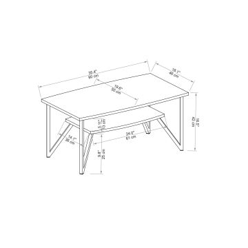 Журнальний столик ASENS 42x90 см сосна atlantic/чорний