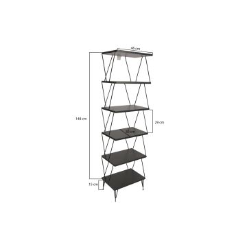 Книжный шкаф BALABAN 165x48 см антрацит/черный