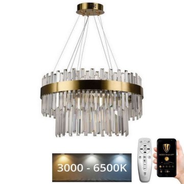 Кришталева підвісна LED люстра з регулюванням яскравості LED/80W/230V 3000-6500K + пульт дистанційного керування