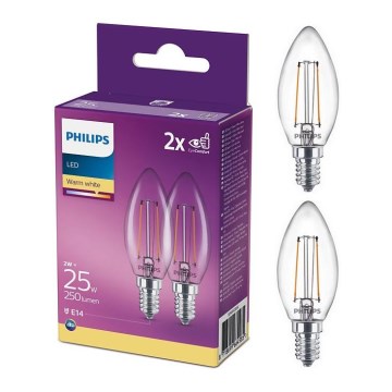 КОМПЛЕКТ 2x LED Лампочка Philips B35 E14/2W/230V 2700K